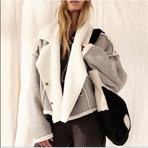 Free People Josephine Sherpa Moto Jacker Size Large